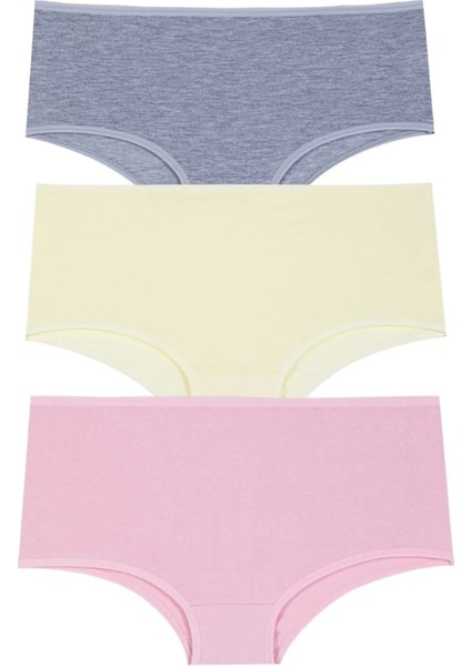 Kadın Yüksek Bel Pamuklu Likralı Külot 3'lü Paket