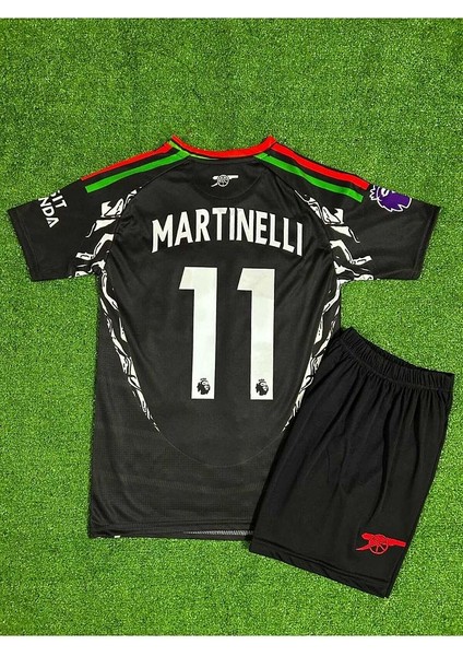 Arsenal 2024/25 Yeni Sezon Gabriel Martinelli Deplasman Çocuk Forması 2'li Set (Black) modelleri
