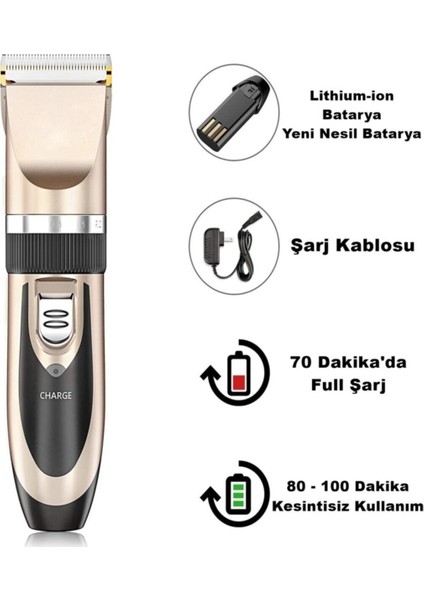 Yedek Bataryalı Şarjlı Saç ve Sakal Tıraş Makinesi, Güçlü ve Pratik Kullanım modelleri