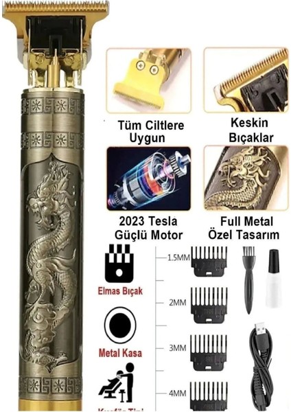 Altın Ejderha Motifli Şarjlı Traş Makinesi, Sıfır Kesim Imkanı fırsatları