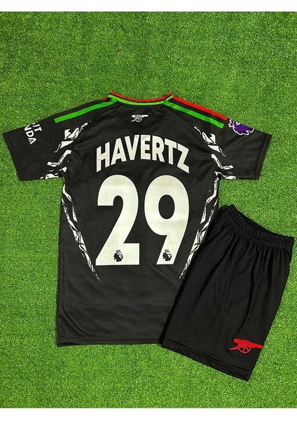 Arsenal 2024/25 Yeni Sezon Kia Havertz Deplasman Çocuk Forması 2'li Set (Black)