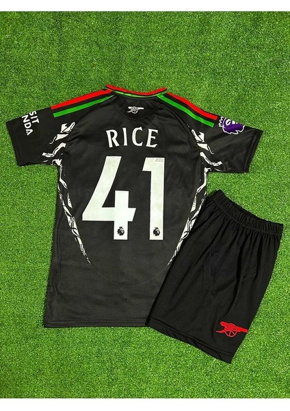 Arsenal 2024/25 Yeni Sezon Declan Rice Deplasman Çocuk Forması 2'li Set (Black)