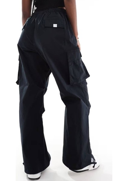 Sportswear Oversized Cargo Dans Pant Kadın Oversize Kargo Cepli Dokuma Eşofman Altı Siyah fiyatları