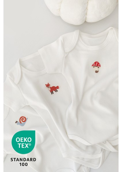 Forest 3lü %100 Pamuk Nakışlı Bebek Body Set fiyatları