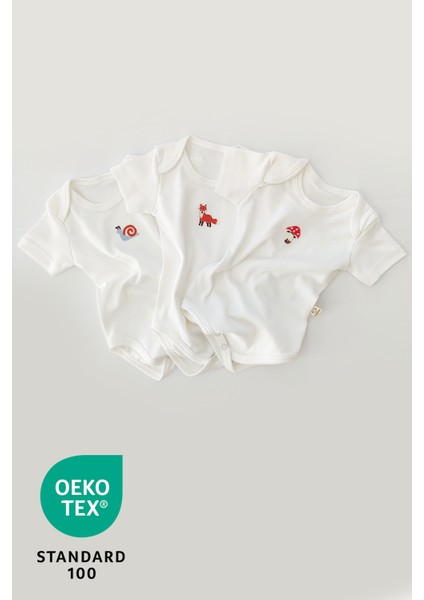 Forest 3lü %100 Pamuk Nakışlı Bebek Body Set