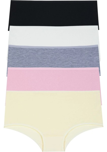 Kadın Yüksek Bel Pamuklu Likralı Külot 5'li Paket