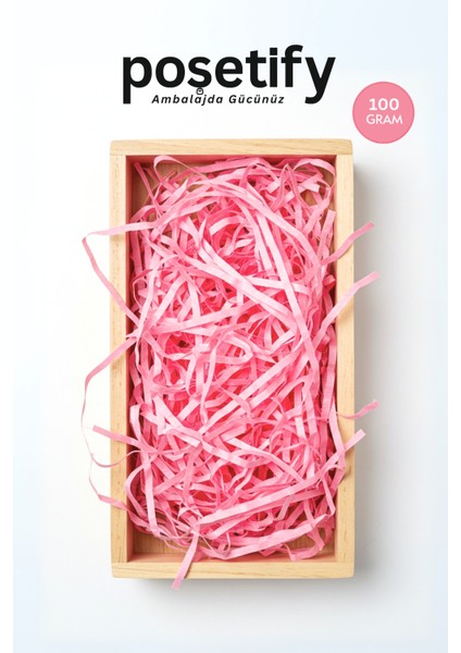 Premium Kırpık Kâğıt Dolgu – 100 gr | Pembe | Estetik Ambalaj | Koruyucu Paketleme Kâğıdı