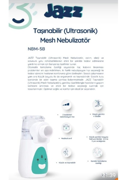 Taşınabilir (Ultrasonik) Mesh Nebulizatör indirimleri