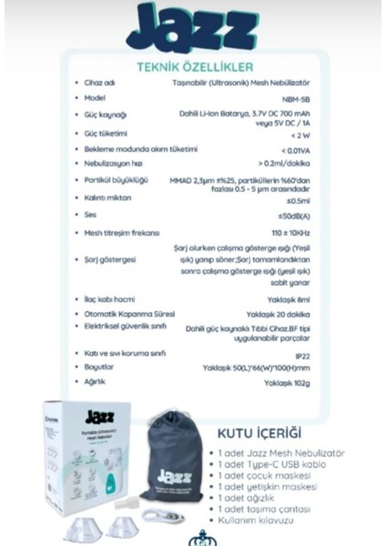 Taşınabilir (Ultrasonik) Mesh Nebulizatör