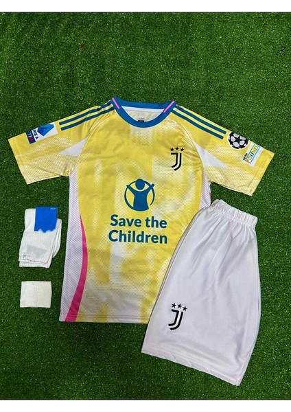Juventuss 2024/25 Yeni Sezon Kenan Yıldız Deplasman Çocuk Forması 4'lü Set (Yellow)