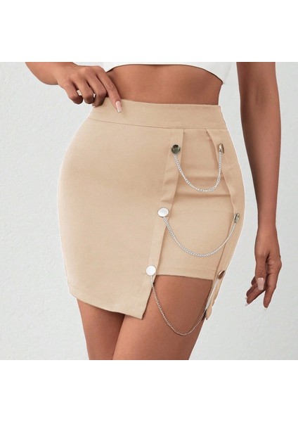 Zincirli Mini Şortlu Etek S241008