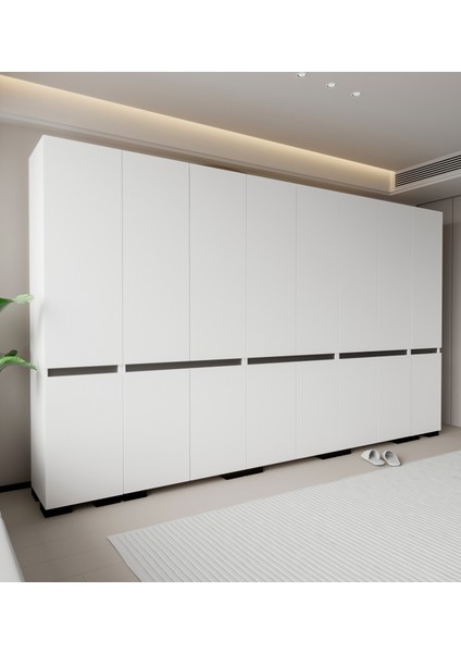 Floransa 16 Kapılı FLR16-IA3 Beyaz- Antrasit Gardırop-Çok Amaçlı Dolap-Yüklük modelleri