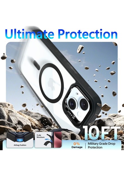 Iphone 13 - 14 Uyumlu Kılıf Standlı Mika Magsafe Hassas Butonlu Metal Tuşlu + Kamera Lens Camı Hediyeli Set modelleri
