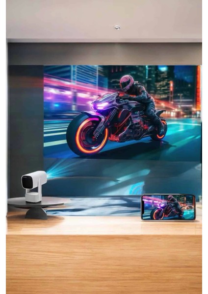 Akıllı Projeksiyon Powerbankli Taşınabilir Sinema Projektörü 4K Hd Kaliteli