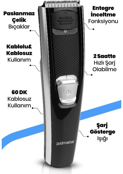 Hızlı Şarjlı, Ayarlanabilir Motorlu Saç ve Sakal Şekillendirme Cihazı, Siyah modelleri