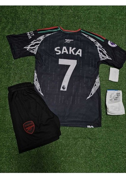A.r.s.e.n.a.l 2024/25 Yeni Sezon Bukayo Saka Deplasman Çocuk Forması 4lü Set (Black)