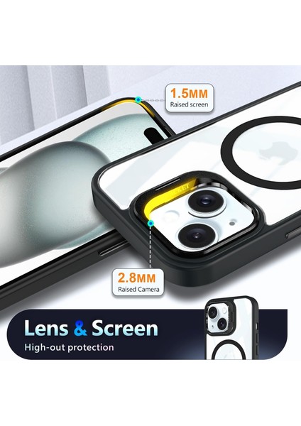 Iphone 15 Kılıf Standlı Mika Magsafe Hassas Butonlu Metal Tuşlu Kapak + Kamera Lens Camı Hediyeli Set indirimleri