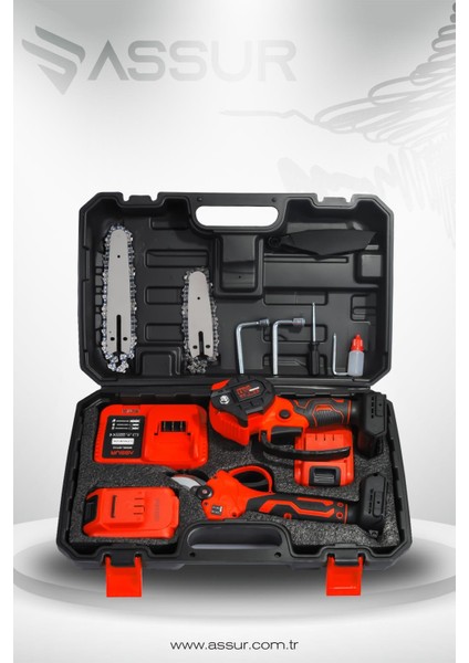 18V Çift Akülü Çelik Şanzıman Dal Budama Makası & Testeresi 2 Li Set modelleri