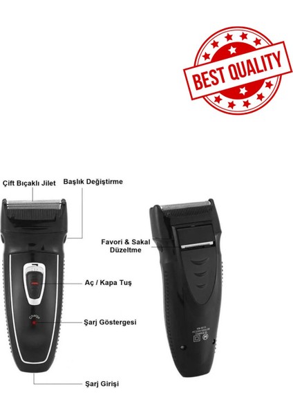 Siyah 3 Bıçaklı Sakal Sıfırlama Tıraş Makinesi Günlük Kullanım