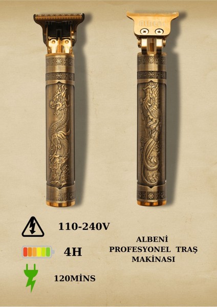 Altın Motifli Profesyonel Saç ve Sakal Kesim Makinesi,