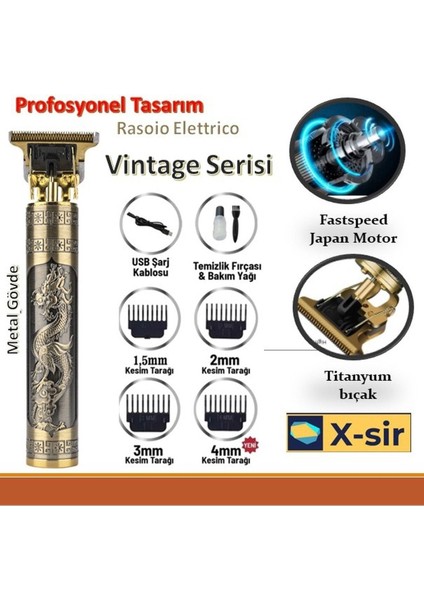 Profesyonel T-Bıçak Ense Sakal Çizim Tıraş Makinesi