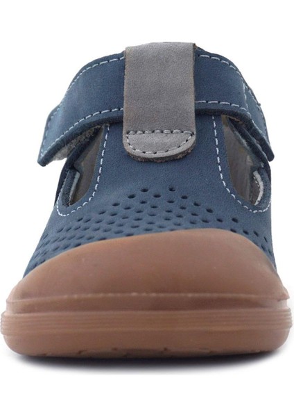 Shaun Hakiki Deri Lacivert Gri Cırtlı Anatomik Bebek Sandalet fırsatları