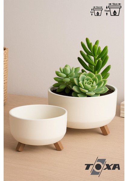 Orbita Saksı Seti Süzgeçli Ayaklı Delikli Plastik Aranjman Sukulent Saksısı Set