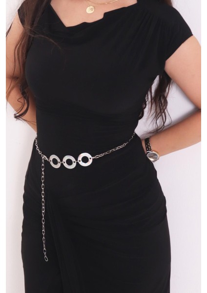 Pınkmark Kadın Gümüş Halkalı Ayarlanabilir Zincir Kemer PMKM25773