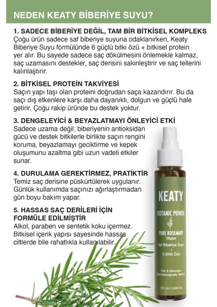 Biberiye Suyu + 6 Bitki Özü + Bitkisel Protein | Saç Dökülmesini Azaltmaya & Uzamayı Desteklemeye Yardımcı | %100 Doğal Tonik 100ML modelleri