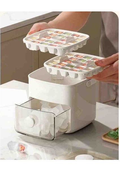 Kapaklı Buz Kalıbı Seti + Şeffaf Saklama Haznesi - 24 Bölmeli Buz Kalıbı Pratik Kullanım indirimleri