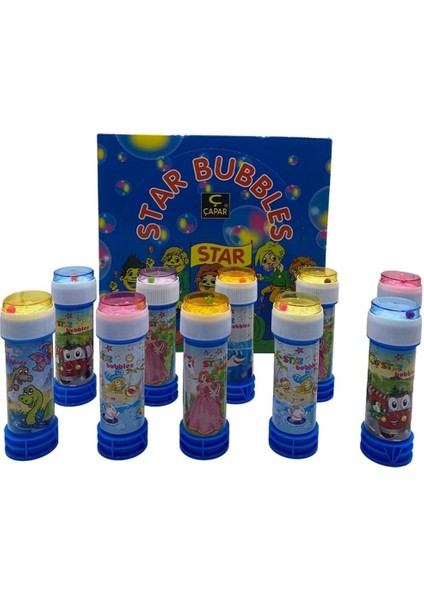 10 Adet Star Üflemeli Köpük Baloncuk Sevimli Karakterler Oyuncak Köpük Balon Bubbles 10 Adet