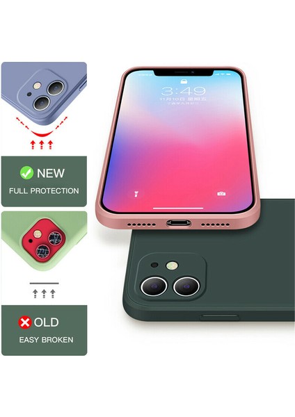 iPhone 11 Uyumlu Logosuz Köseli Kalıp 12 Görünümlü Lansman Içi Süet Silikon Kılıf indirimleri