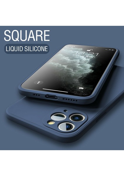 iPhone 11 Uyumlu Logosuz Köseli Kalıp 12 Görünümlü Lansman Içi Süet Silikon Kılıf