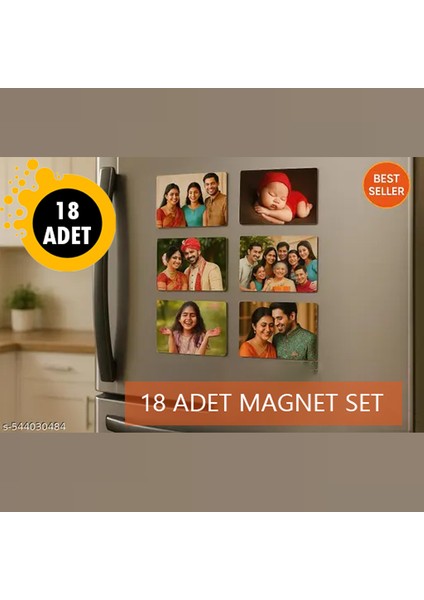 Yüksek Çözünürlüklü 18 Adet 9x6 cm Kişisel Fotoğraflarla Buzdolabı Magneti, Suya Dayanıklı 18'li Kişiselleştirilmiş Fotoğraflı Magnet Seti