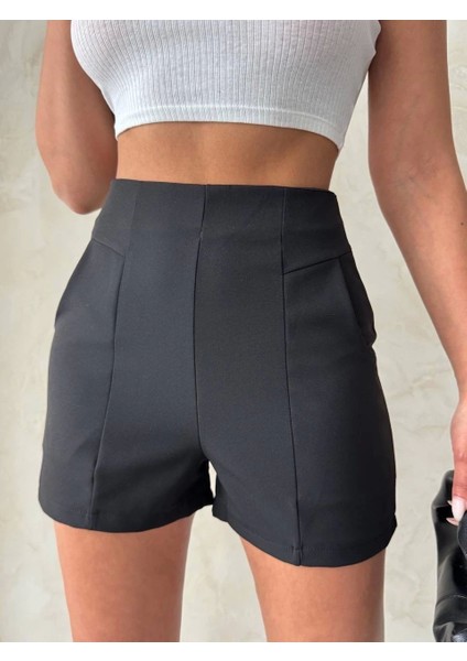 Yüksek Bel Parçalı Double Kumaş Şort S25312 fırsatları