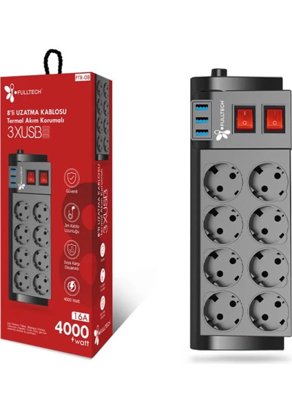 FTR08 Premium Termal Akım Korumalı 8'li Uzatma Kablosu modelleri