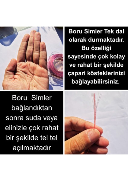 Hazır Çapari Kombini Boru Sim Ultraviyole Uv Neon Kırmızı Makarada