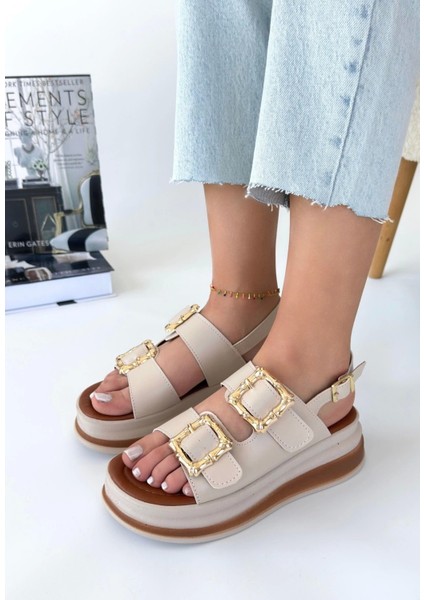 Stan Bej Cilt Sandalet