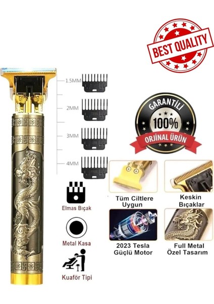 Uzun Süre Dayanıklı Paslanmaz Çelik Tıraş Makinesi Ejderha Motif