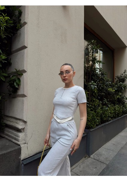 Düğme Yakalı Gri Alt Üst Takım S3943 fırsatları