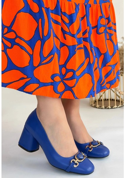 Lucky Mavi Cilt Topuklu Ayakkabı modelleri