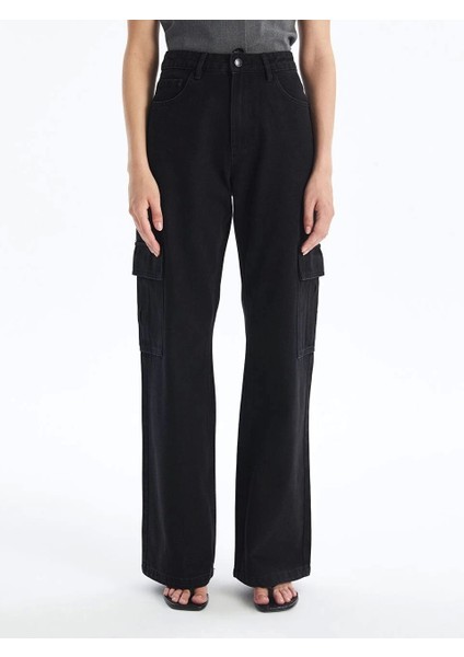 Kargo Cep Jeans Pantolon Siyah