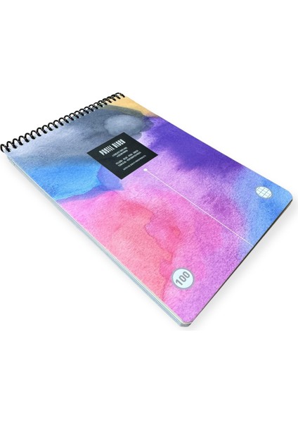 Pastel Block A4 Not Defteri, 100 Yaprak Kareli, Renkli Tasarım