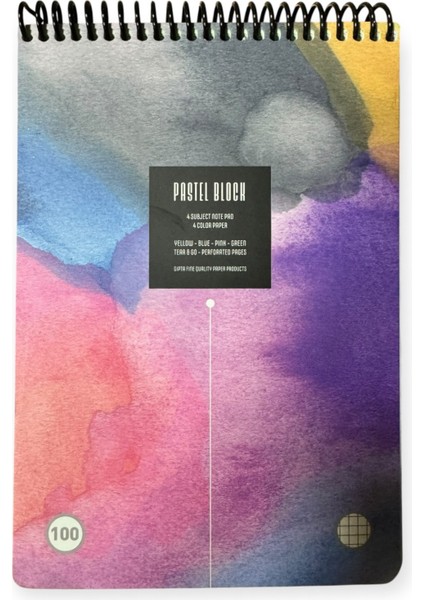 Pastel Block A4 Not Defteri, 100 Yaprak Kareli, Renkli Tasarım fiyatları