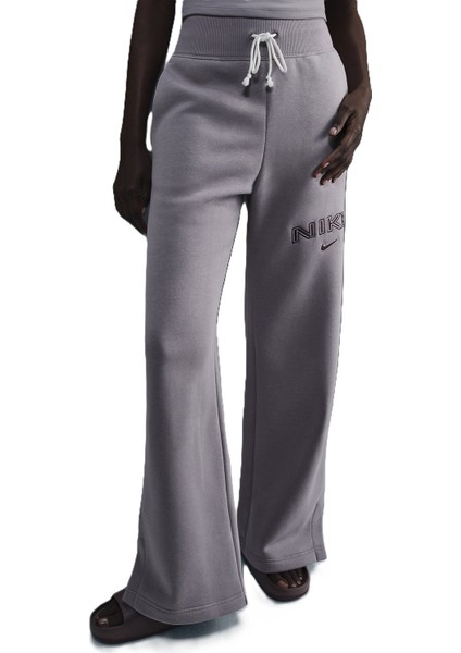 Sportswear Phoenix Fleece High Rise Wide Leg Logo Pants Kadın Yüksek Bel Eşofman Altı Mor