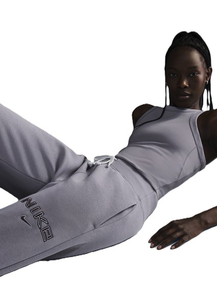 Sportswear Phoenix Fleece High Rise Wide Leg Logo Pants Kadın Yüksek Bel Eşofman Altı Mor modelleri