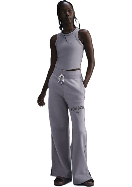 Sportswear Phoenix Fleece High Rise Wide Leg Logo Pants Kadın Yüksek Bel Eşofman Altı Mor fırsatları