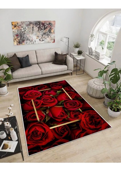 Işıltı Koleksiyonu MODEL72 Süngerli Dijital Baskılı Saçaksız Mutfak Halısı Yolluk