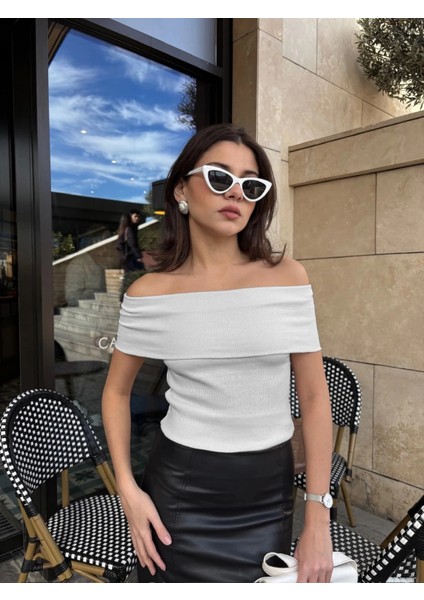 Madonna Yaka Sıfır Kol Bluz Gri