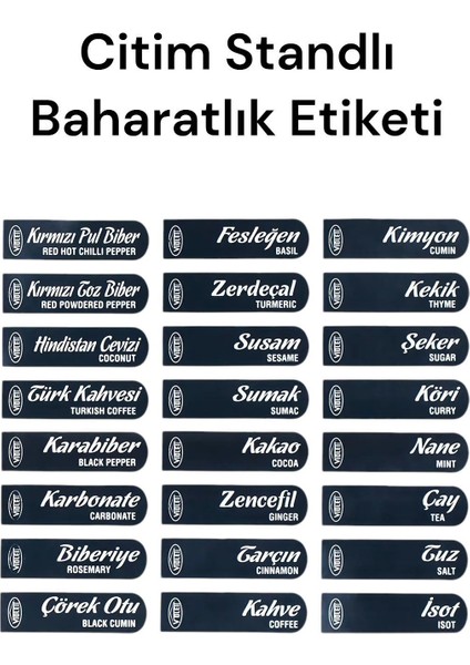 6 Lı Standlı Kendinden Yapışkanlı Kapaklı Kaşıklı Baharatlık Takımı -Etiketli Baharatlık fırsatları